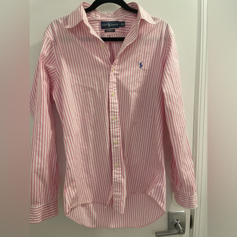 Ralph Lauren Pink and White Striped Shirt